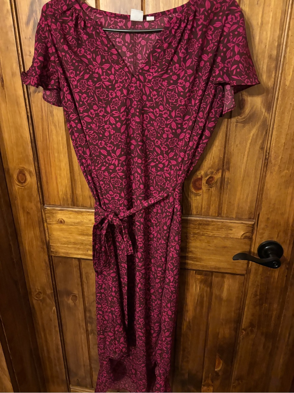 GAP Pink Floral Tie-Waist Maxi Dress
